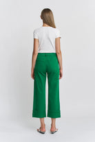 HIGH RISE WIDE CROP CUFFED In GREEN-How Cute is That? Boutique