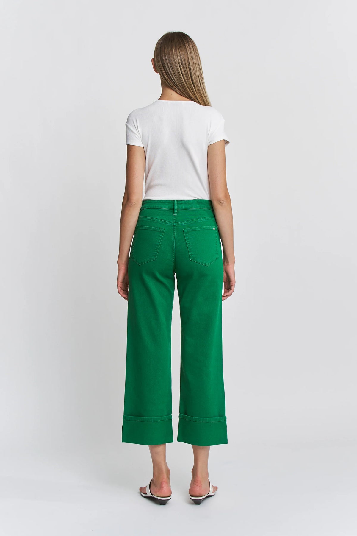HIGH RISE WIDE CROP CUFFED In GREEN-How Cute is That? Boutique