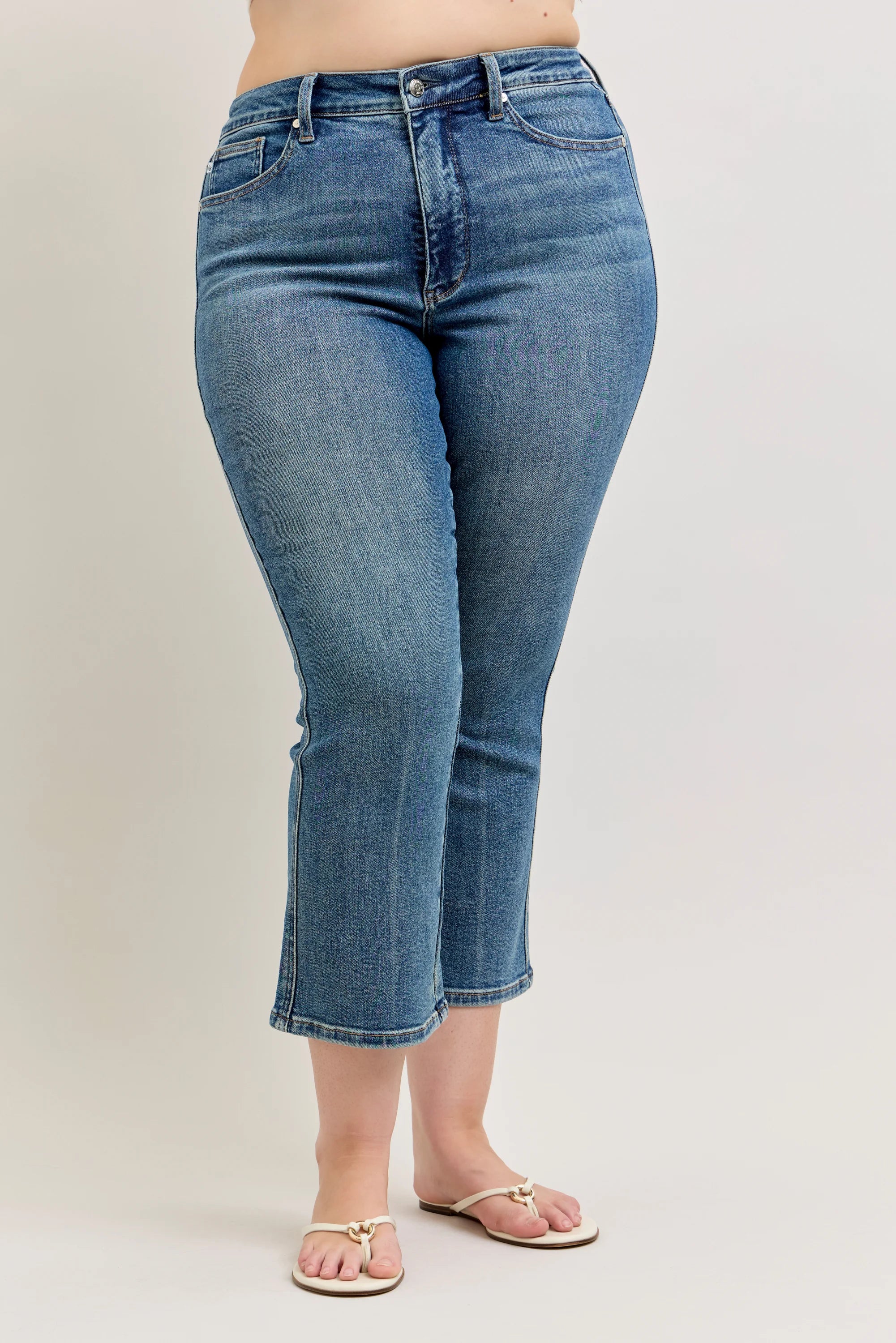 High Waist Tummy Control Kick Flare Jeans Plus Size- Judy Blue Jeans-How Cute is That? Boutique