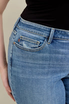 Mid-rise Vintage Wash Boot Cut with Destroy Hem Plus Size- Judy Blue Jeans-How Cute is That? Boutique