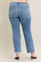 Mid-rise Vintage Wash Boot Cut with Destroy Hem Plus Size- Judy Blue Jeans-How Cute is That? Boutique