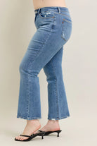 Mid-rise Vintage Wash Boot Cut with Destroy Hem Plus Size- Judy Blue Jeans-How Cute is That? Boutique