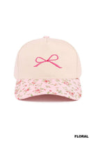Coquette Bow Floral Canvas Trucker Hat-How Cute is That? Boutique