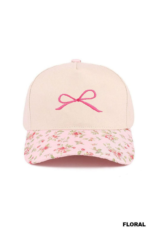Coquette Bow Floral Canvas Trucker Hat