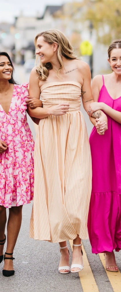 Promenade Yellow Stripe Dress-How Cute is That? Boutique