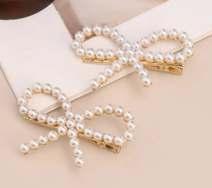 Pearl Bow Hair Clip Barette