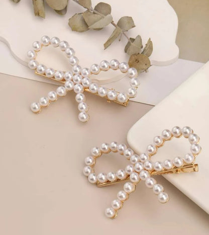 Pearl Bow Hair Clip Barette