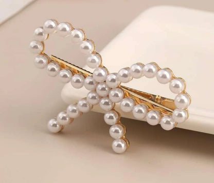 Pearl Bow Hair Clip Barette