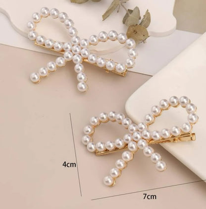 Pearl Bow Hair Clip Barette