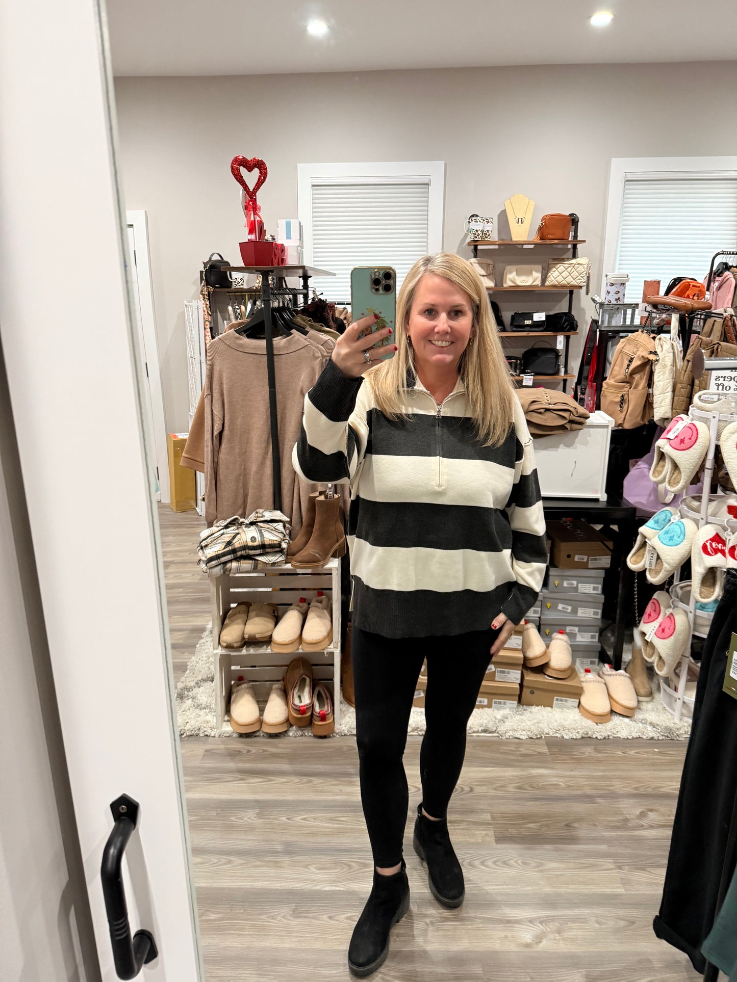 Drop Shoulder Striped Sweater