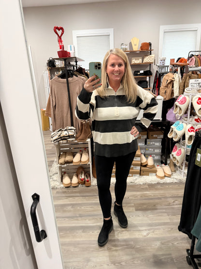 Drop Shoulder Striped Sweater