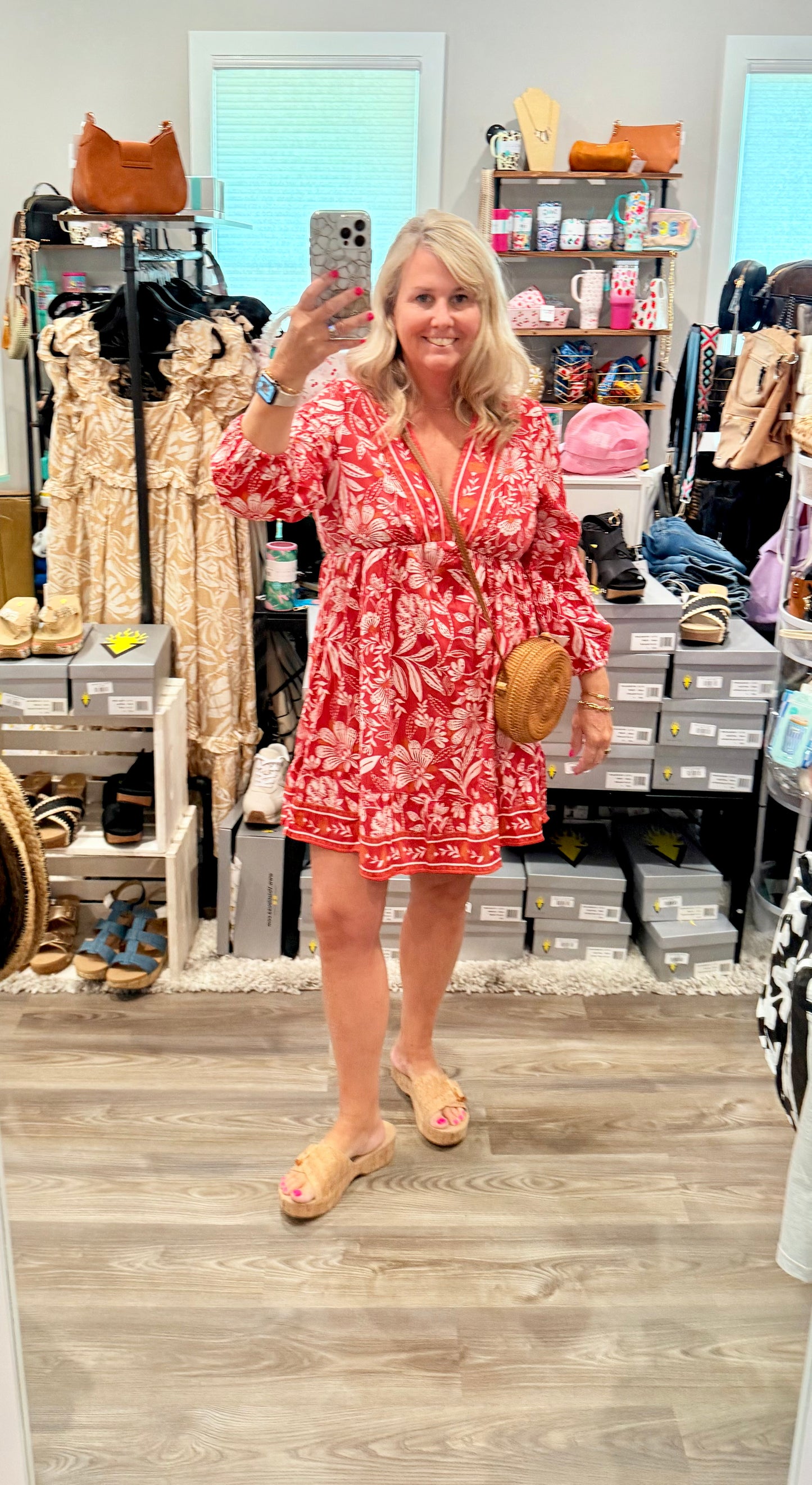 Red floral dress by Angie