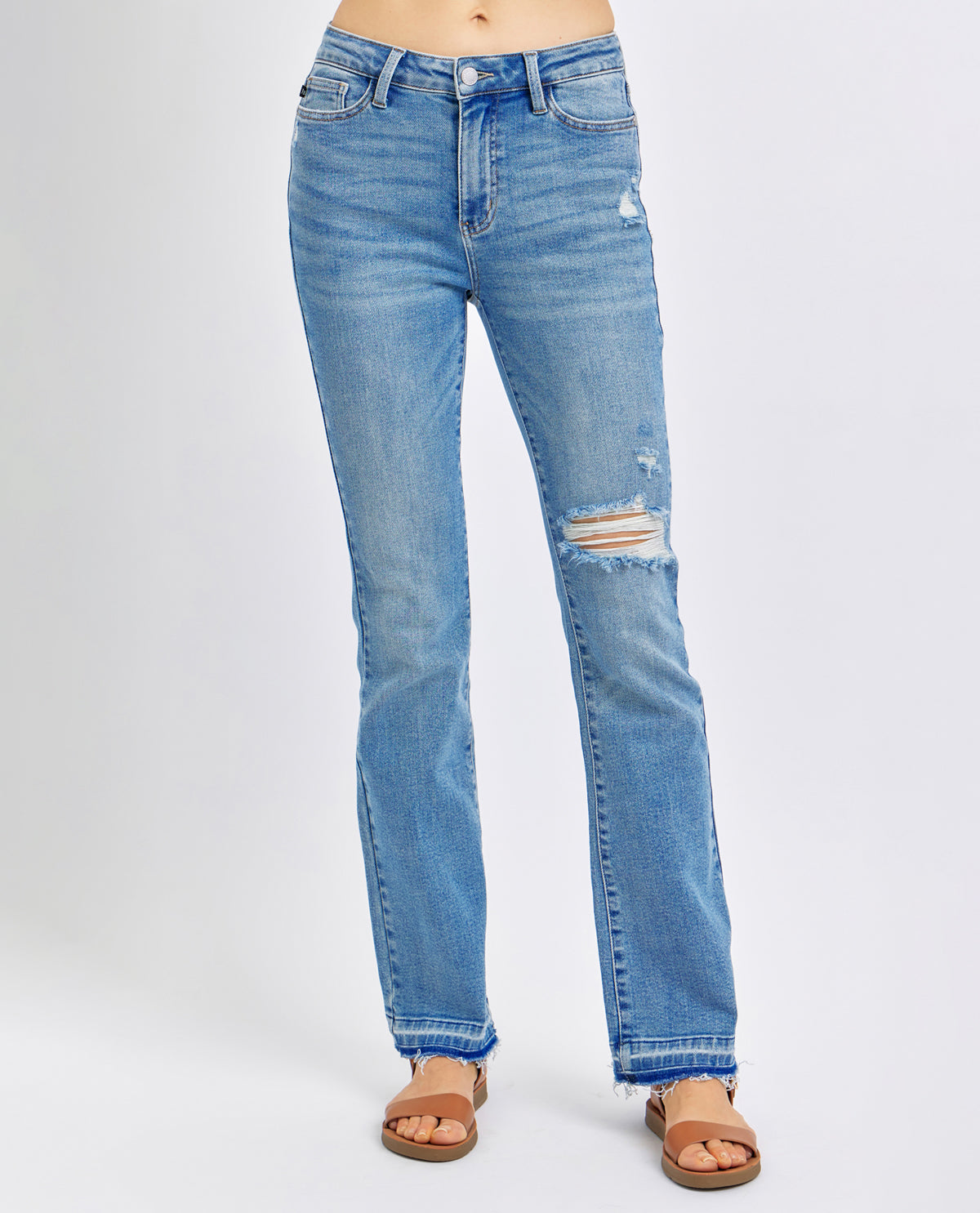 Mid-Rise Destroy and Released Hem by Judy Blue-How Cute is That? Boutique
