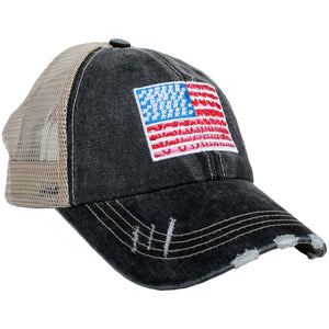 Trucker Embroidered Hat- AMERICA-How Cute is That? Boutique