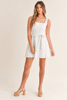 SCALLOP EMBROIDERED SQUARE NECK MINI DRESS-How Cute is That? Boutique