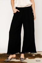 Frayed Hem Wide-Leg Pants-How Cute is That? Boutique