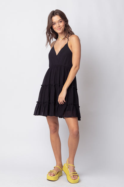 Sleeveless Woven Lattice Open Back Mini Dress