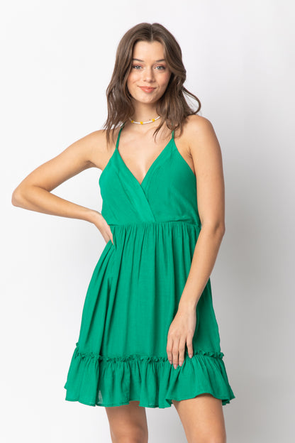Sleeveless Woven Lattice Open Back Mini Dress