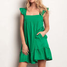Ruffled Solid Linen Backless Mini Dress-How Cute is That? Boutique