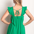 Ruffled Solid Linen Backless Mini Dress-How Cute is That? Boutique