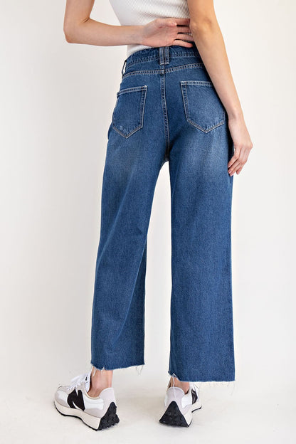 Raw Hem Straight Leg Jeans