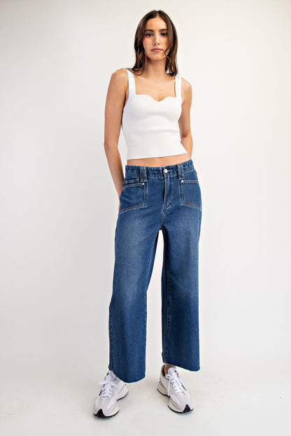 Raw Hem Straight Leg Jeans