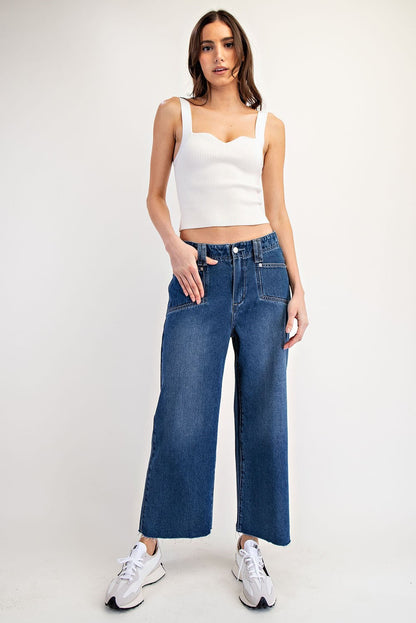 Raw Hem Straight Leg Jeans