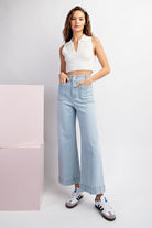MINERAL WASHED DENIM PANTS-How Cute is That? Boutique