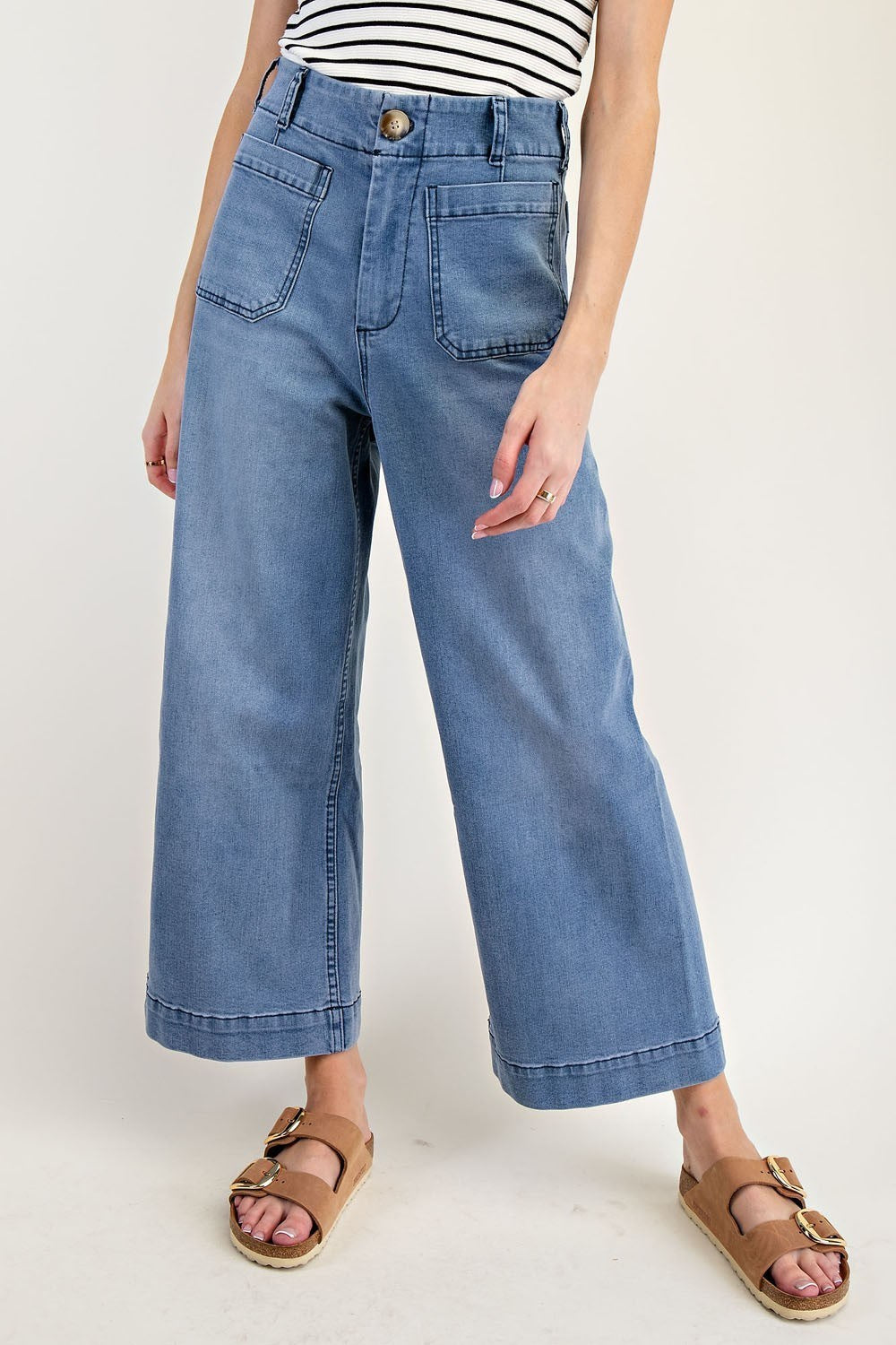 Straight Leg Denim Pants in Light Denim