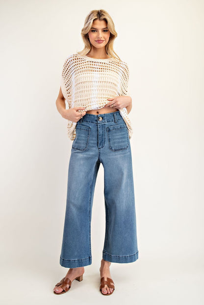 Straight Leg Denim Pants in Dark Denim