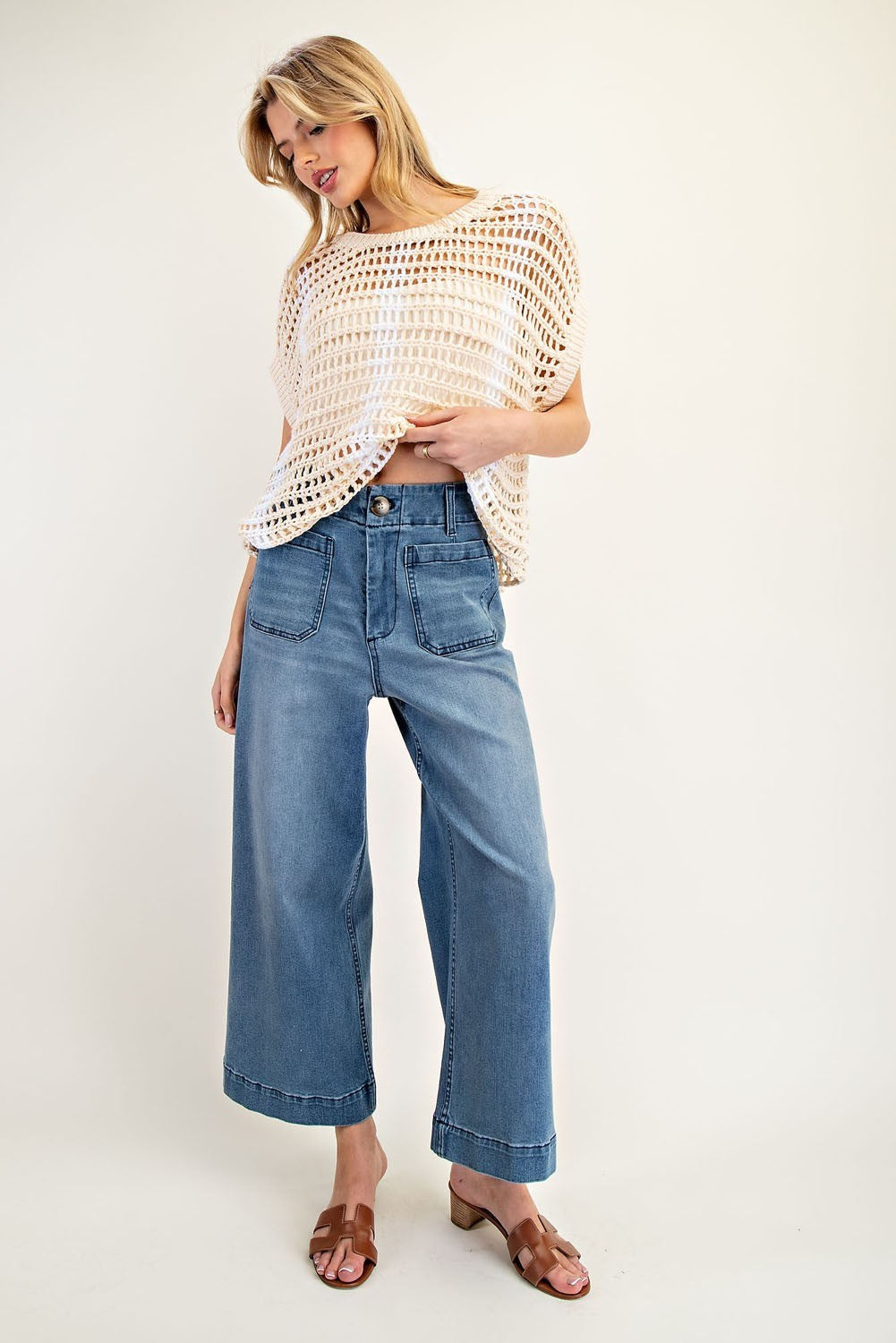 Straight Leg Denim Pants in Dark Denim
