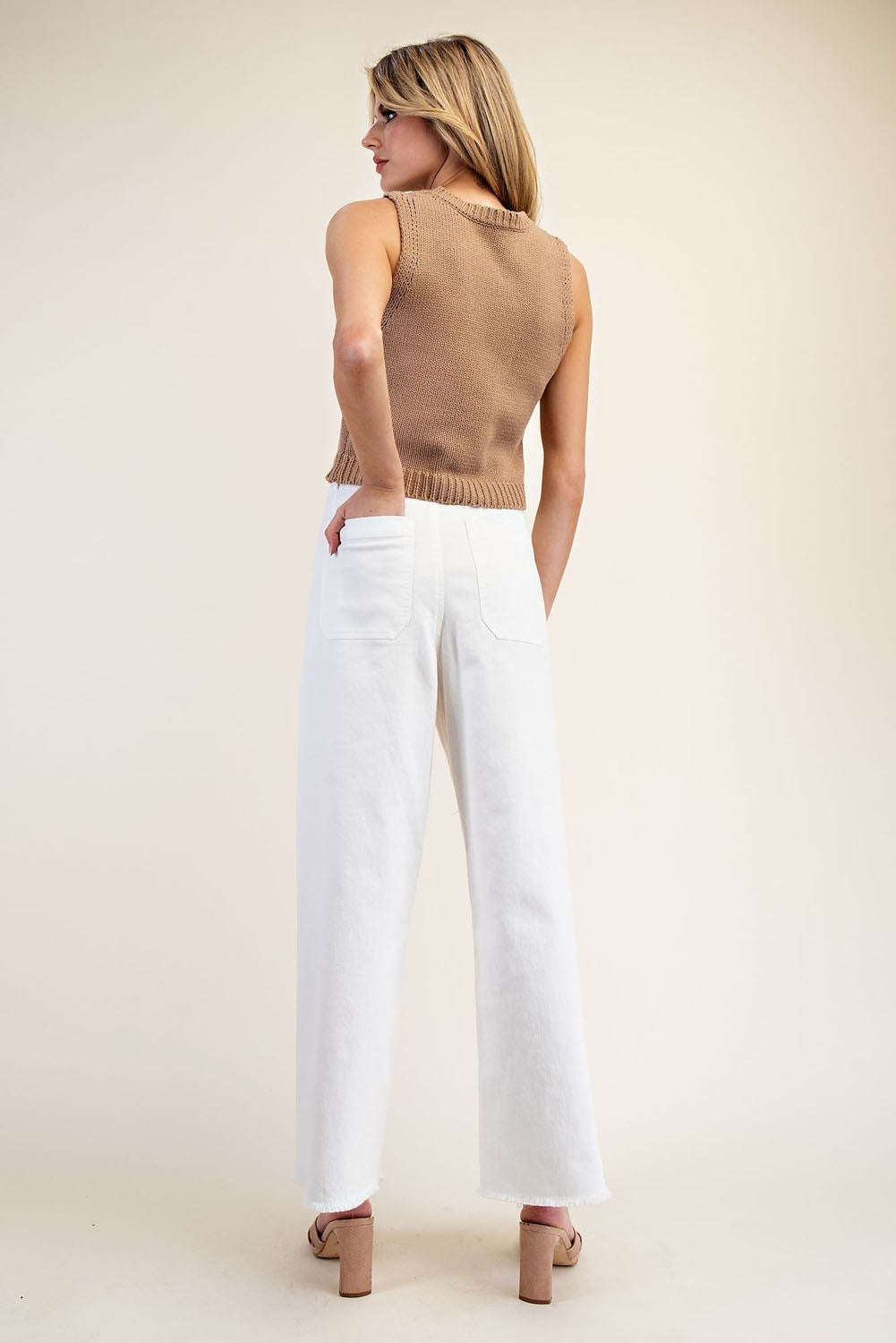 Straight Leg Front Pocket Pants in Off White-How Cute is That? Boutique