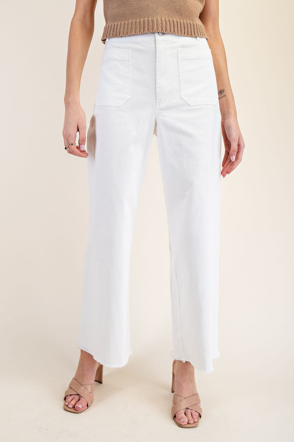 Straight Leg Front Pocket Pants in Off White-How Cute is That? Boutique