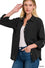 Zenana DOUBLE GAUZE BUTTON DOWN ROLL-UP LONG SLEEVE SHIRT-How Cute is That? Boutique