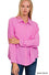 Zenana DOUBLE GAUZE BUTTON DOWN ROLL-UP LONG SLEEVE SHIRT-How Cute is That? Boutique