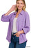 Zenana DOUBLE GAUZE BUTTON DOWN ROLL-UP LONG SLEEVE SHIRT-How Cute is That? Boutique
