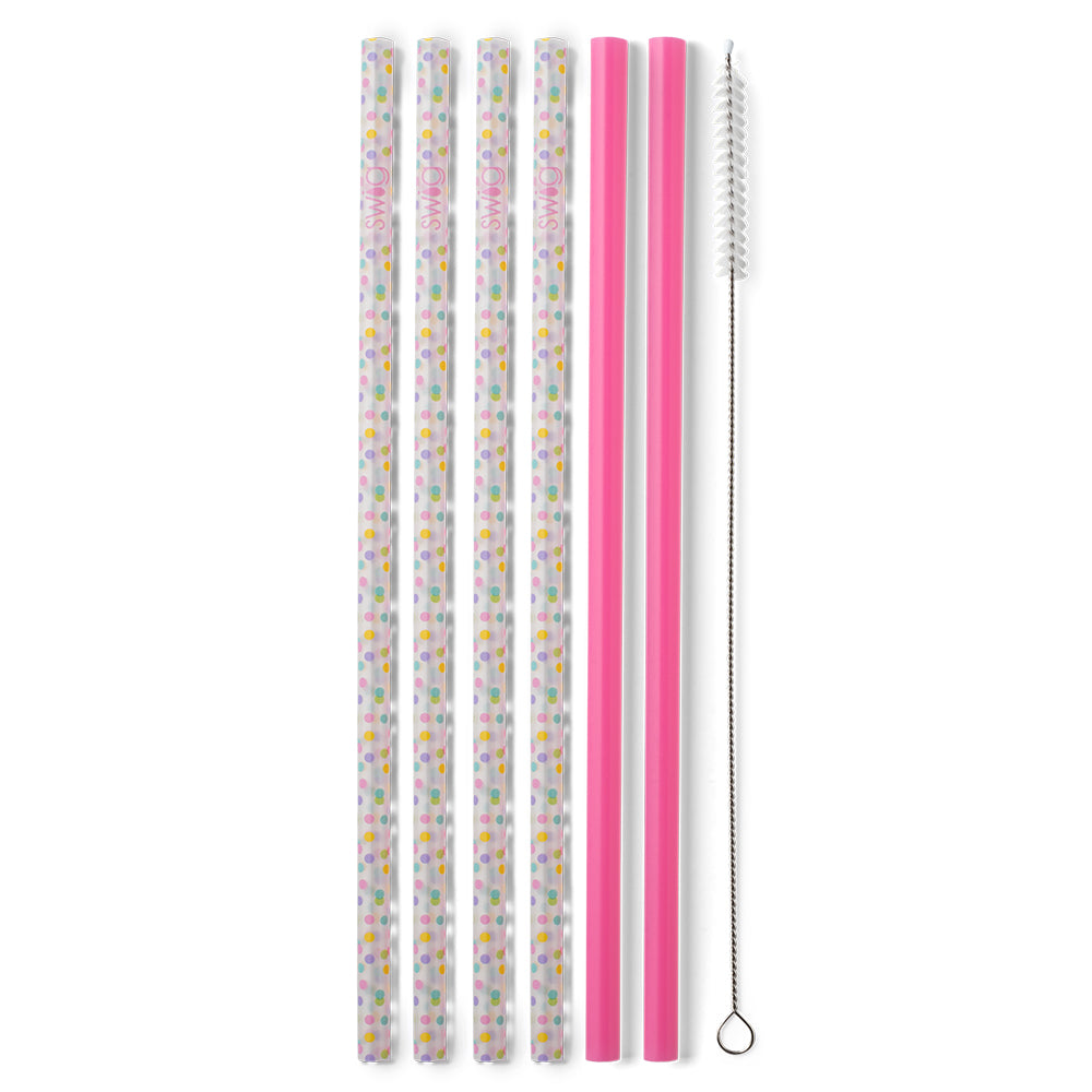 Confetti + Pink Reusable Straw Set-How Cute is That? Boutique