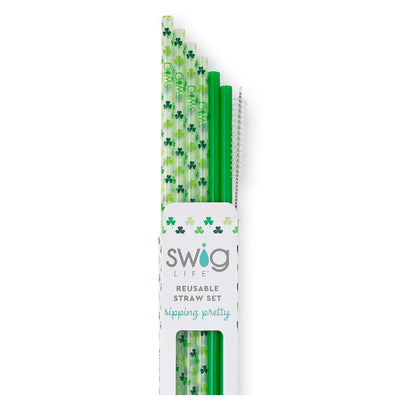 Pinch Proof + Green Reusable Straw Set