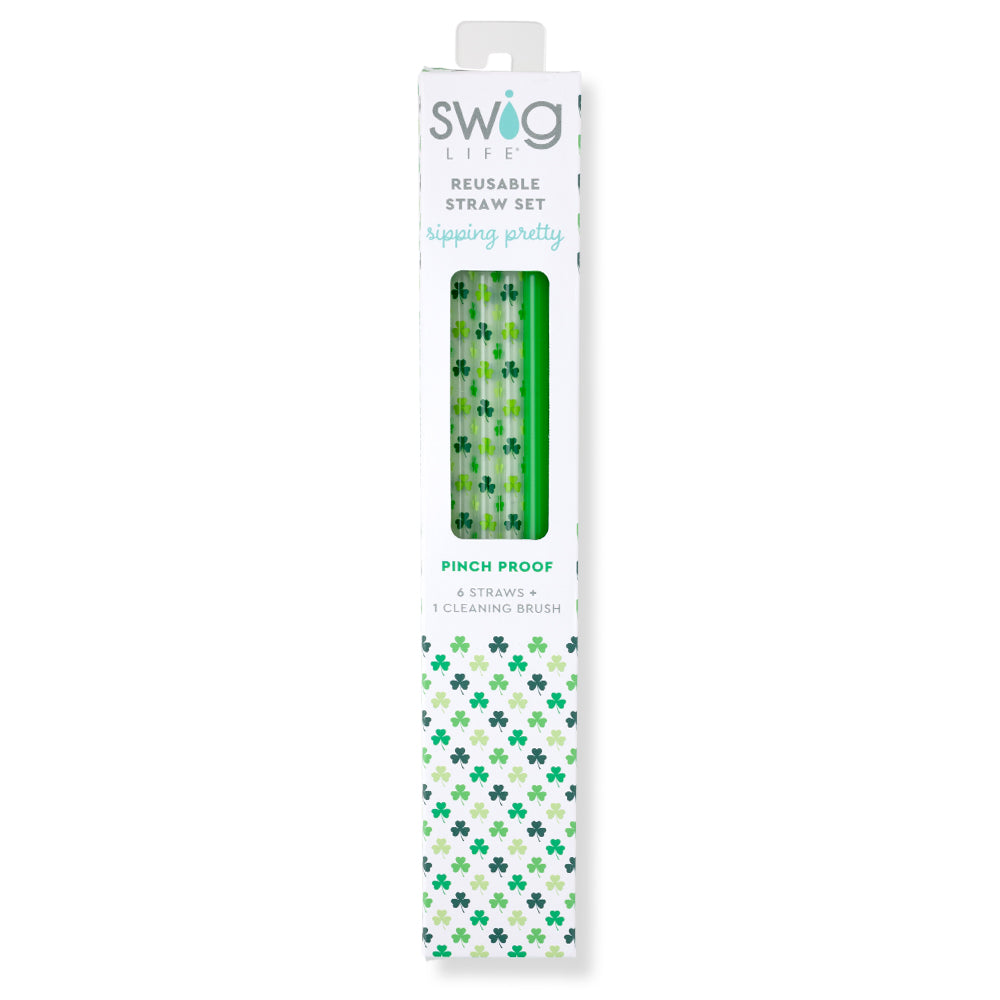 Pinch Proof + Green Reusable Straw Set