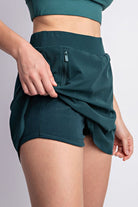STRETCH WOVEN AND INNER FLEECE SHORT 2 IN 1 SKORT-How Cute is That? Boutique