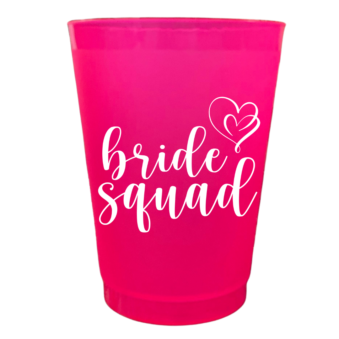 Bride Squad  Hot Pink Frost Cups- Set of 10
