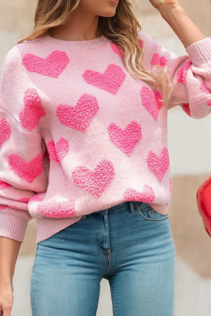LDC Valentine's Day Heart Jacquard Knit Sweater