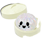 Holographic ghost squishy dumpling with a smiley face