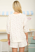 FLORAL SHORT SLEEVE CREW NECK KNIT TOP-How Cute is That? Boutique