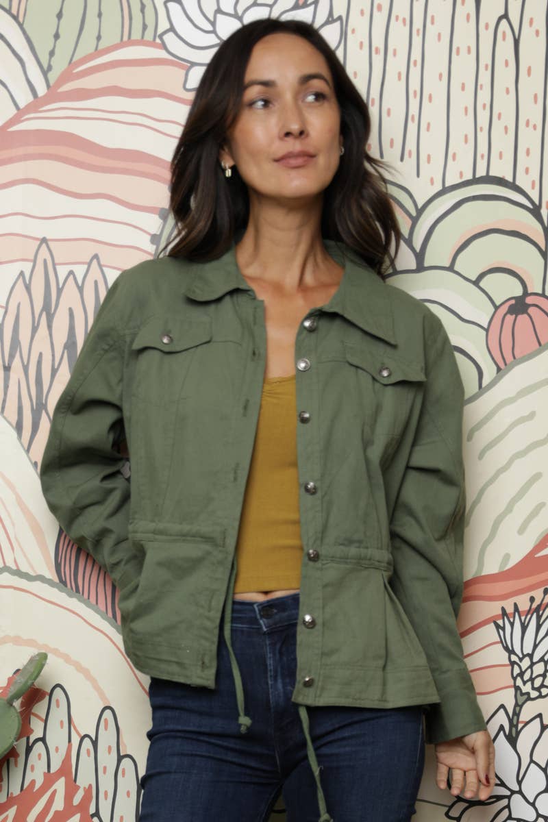 DENIM RUFFLE PEPLUM JACKET