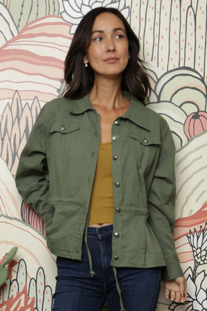 DENIM RUFFLE PEPLUM JACKET