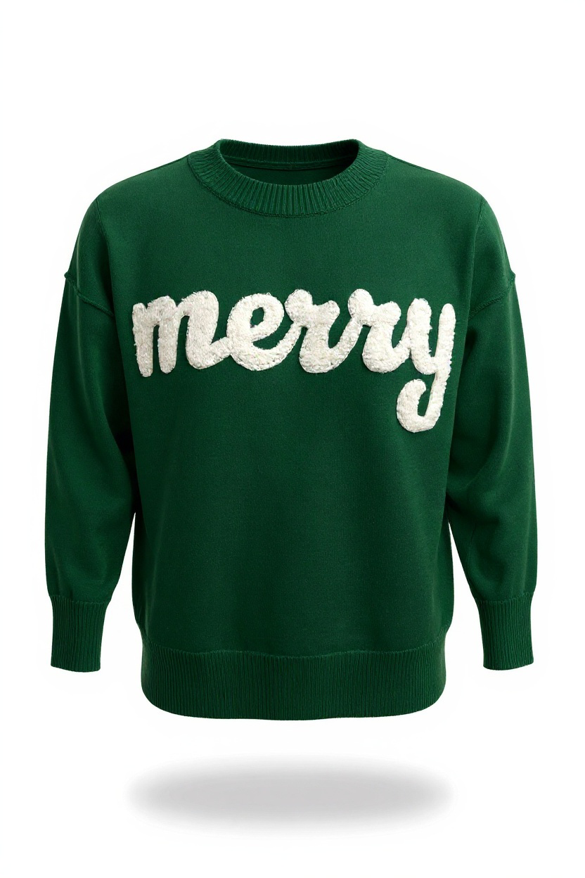 Merry Christmas Sweater Top Green