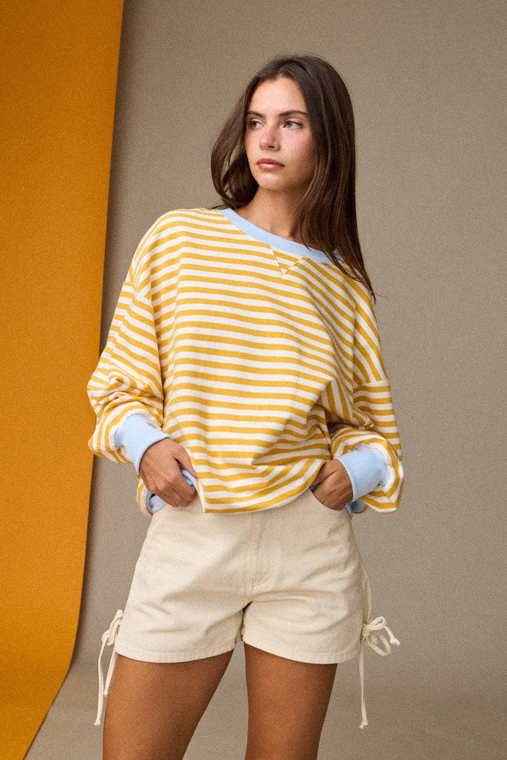 PT18907 Striped Relaxed Fit Pullover-How Cute is That? Boutique