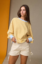 PT18907 Striped Relaxed Fit Pullover-How Cute is That? Boutique