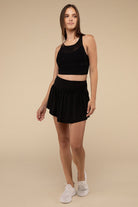 Wide Band Tennis Skirt with Zippered Back Pocket-How Cute is That? Boutique